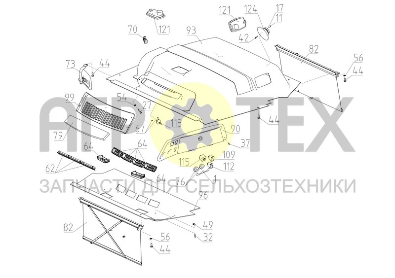 Установка потолка кабины (3000.67.05.000) (№109 на схеме)